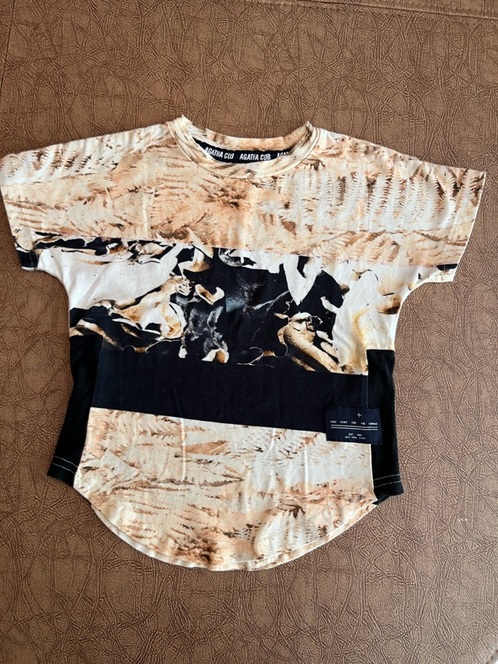 Agatha Cub Beige and Black Abstract Short Sleeve Tee Kids size 24 months /2T
